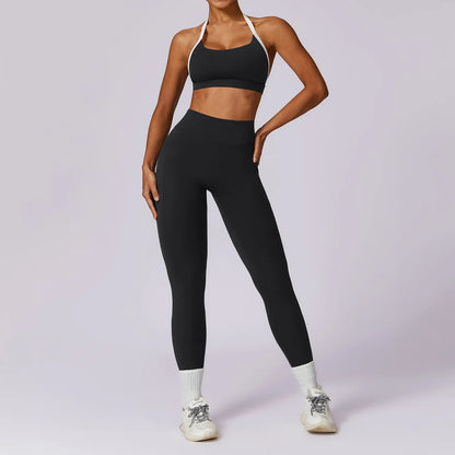 Fit & Fierce 2-Piece Yoga Set: Long Sleeve Crop Top + High-Waist Leggings