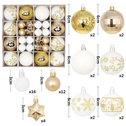 44-Piece Christmas Ornament Set – 6cm Shatterproof Balls in Premium Holiday Color Themes