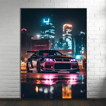 Rev Up Your Space: Stunning GTR Car Wall Art Canvas – Perfect for Living Room & Bedroom Decor!