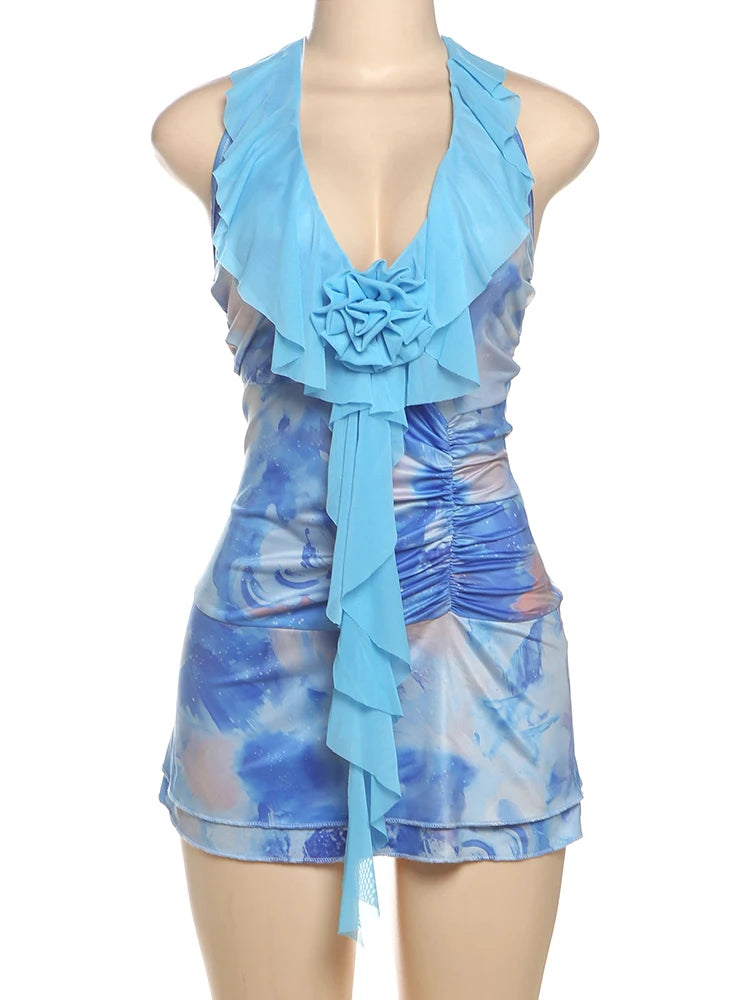 Ocean Kiss Tie-Dye Ruffle Dress