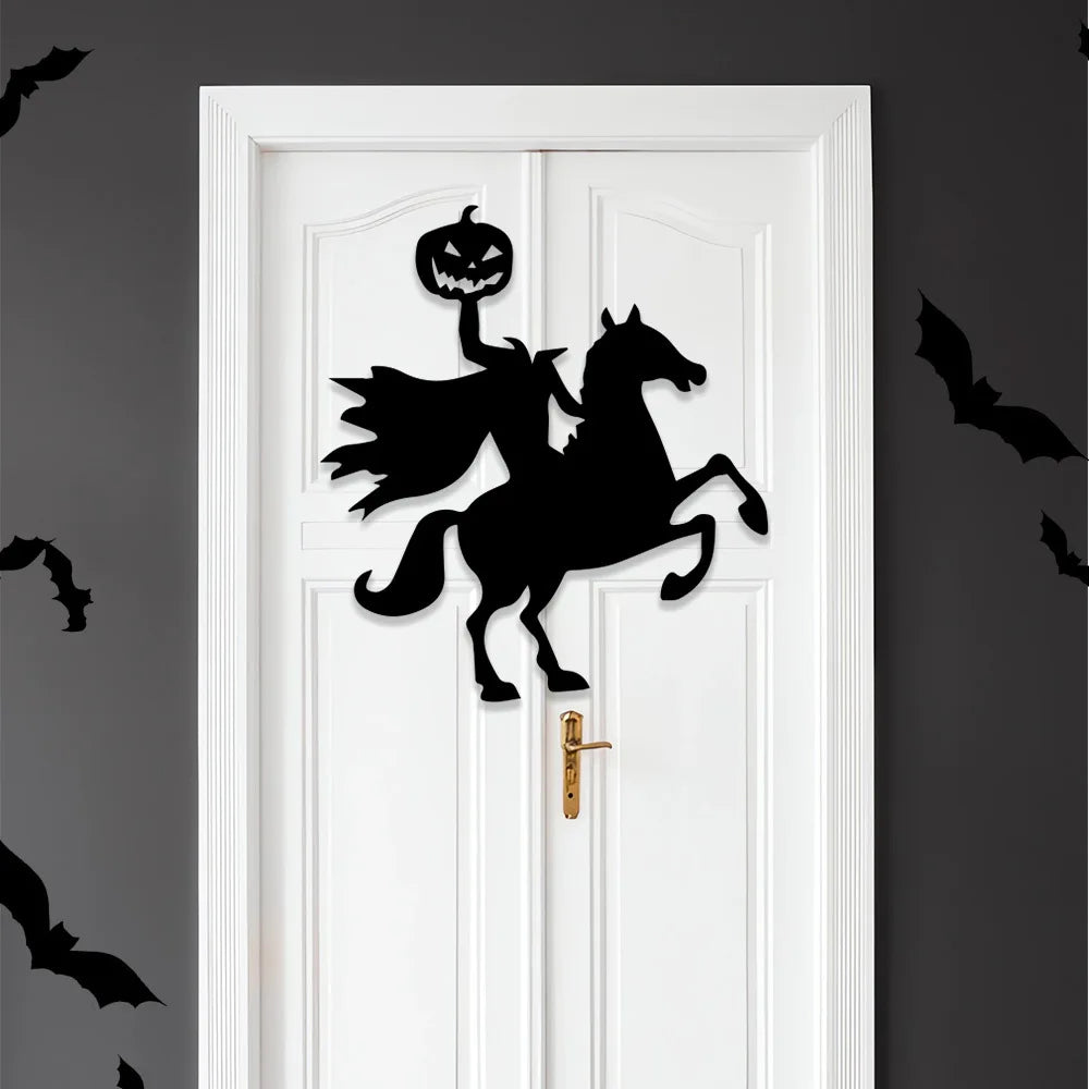 Haunted Shadows Halloween Door & Window Stickers – Skeleton, Witch, Pumpkin, and Ghost DIY Wall Decals for Spooky Home Decor
