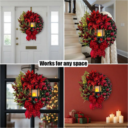 30CM Christmas Front Door Wreath – Red Ornament & Pine Garland Holiday Hanging Decor