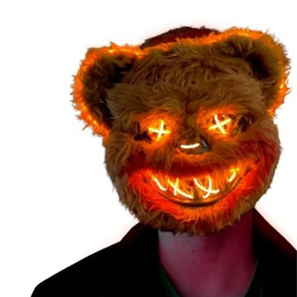 LED Horror Mask – Rabbit & Bear Light-Up Halloween Costume Props
