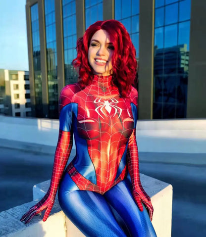MJ Black & Red Spider Suit – Women’s Sexy Superhero Cosplay Jumpsuit (With Mask Option)