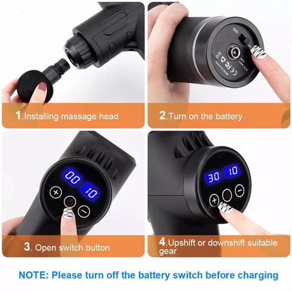 Fascial Massage Gun Electric Percussion Pistol Massager Body