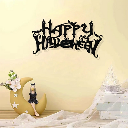 Haunted Charm Halloween Wall Sign – Spooky Wooden Art Decor for Home & Living Room