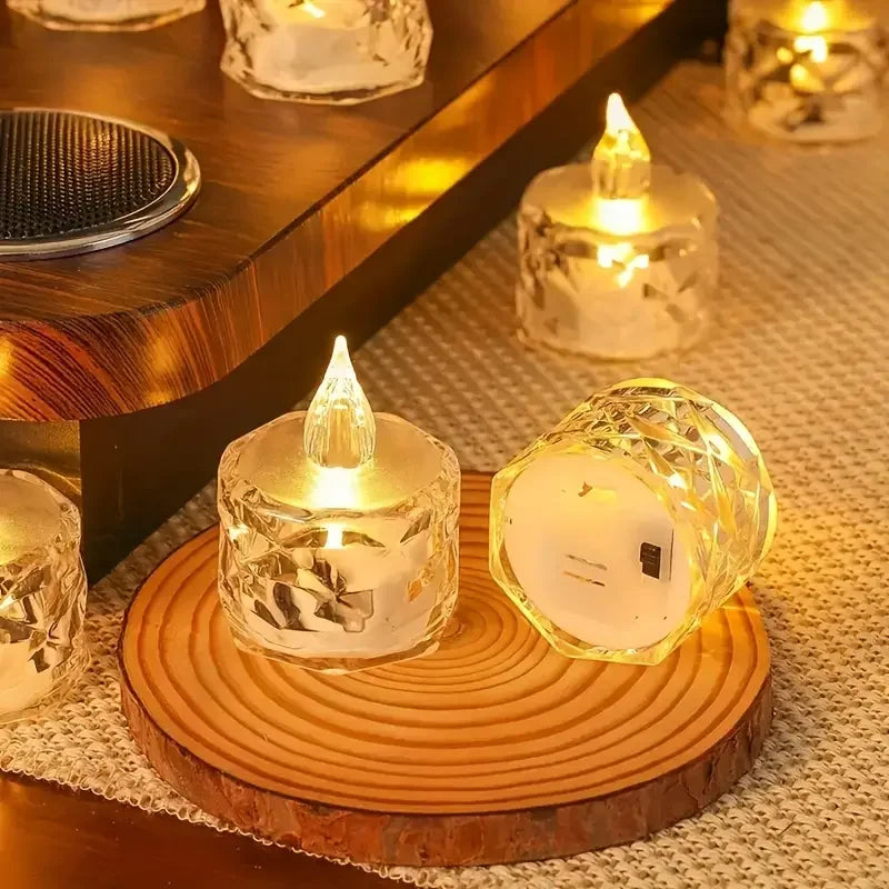 Golden Glow Crystal LED Candle Set – 3pcs Flameless & Elegant Autumn Décor Lights
