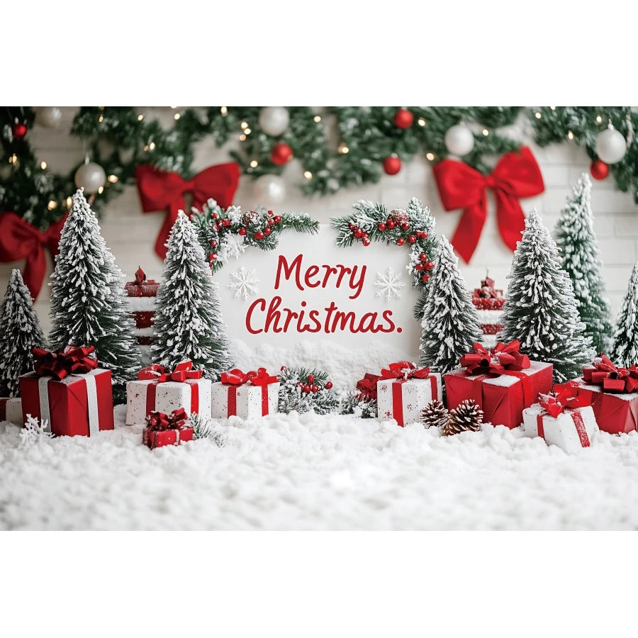 Holiday Arch Christmas Photography Backdrop – Red & Gold Festive Scene