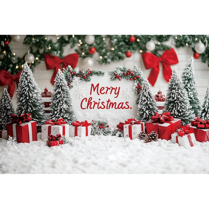 Holiday Arch Christmas Photography Backdrop – Red & Gold Festive Scene