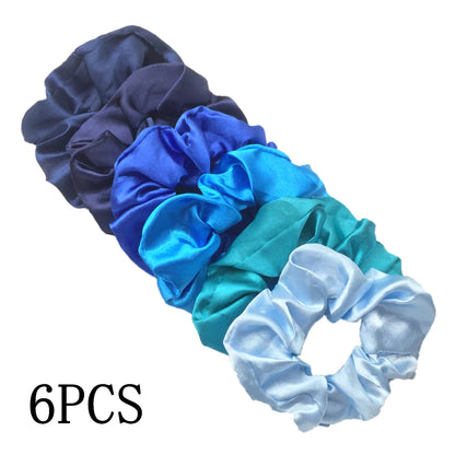 6-Pack Luxury Satin Scrunchies — Soft Silk-Like Hair Ties for Everyday Beauty & Self-Care
