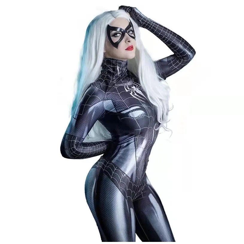 MJ Black & Red Spider Suit – Women’s Sexy Superhero Cosplay Jumpsuit (With Mask Option)