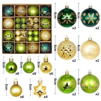 44-Piece Christmas Ornament Set – 6cm Shatterproof Balls in Premium Holiday Color Themes
