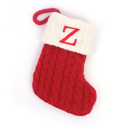 Cozy Knit Christmas Stocking – Mini Alphabet Hanging Boot Ornament