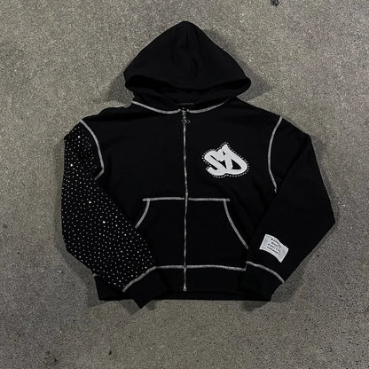 Bling Bills Graffiti Patchwork Hoodie