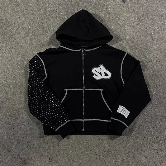 Bling Bills Graffiti Patchwork Hoodie
