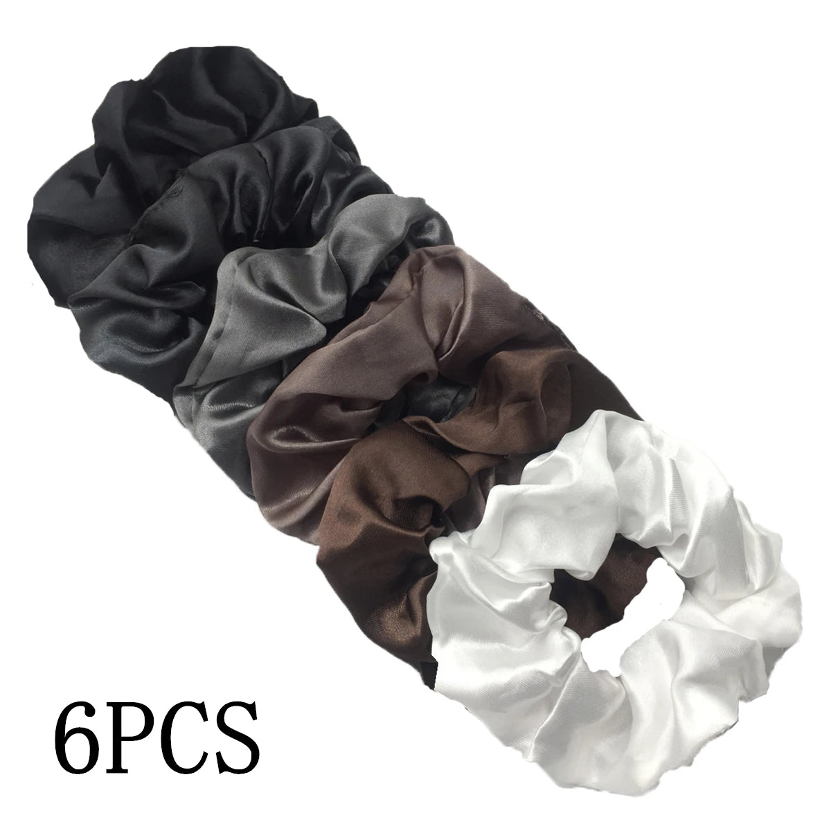 6-Pack Luxury Satin Scrunchies — Soft Silk-Like Hair Ties for Everyday Beauty & Self-Care