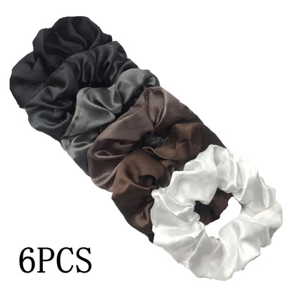6-Pack Luxury Satin Scrunchies — Soft Silk-Like Hair Ties for Everyday Beauty & Self-Care
